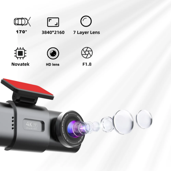 4K Ultra full HD Dashcam dual lens with wifi & GPS - Image 5